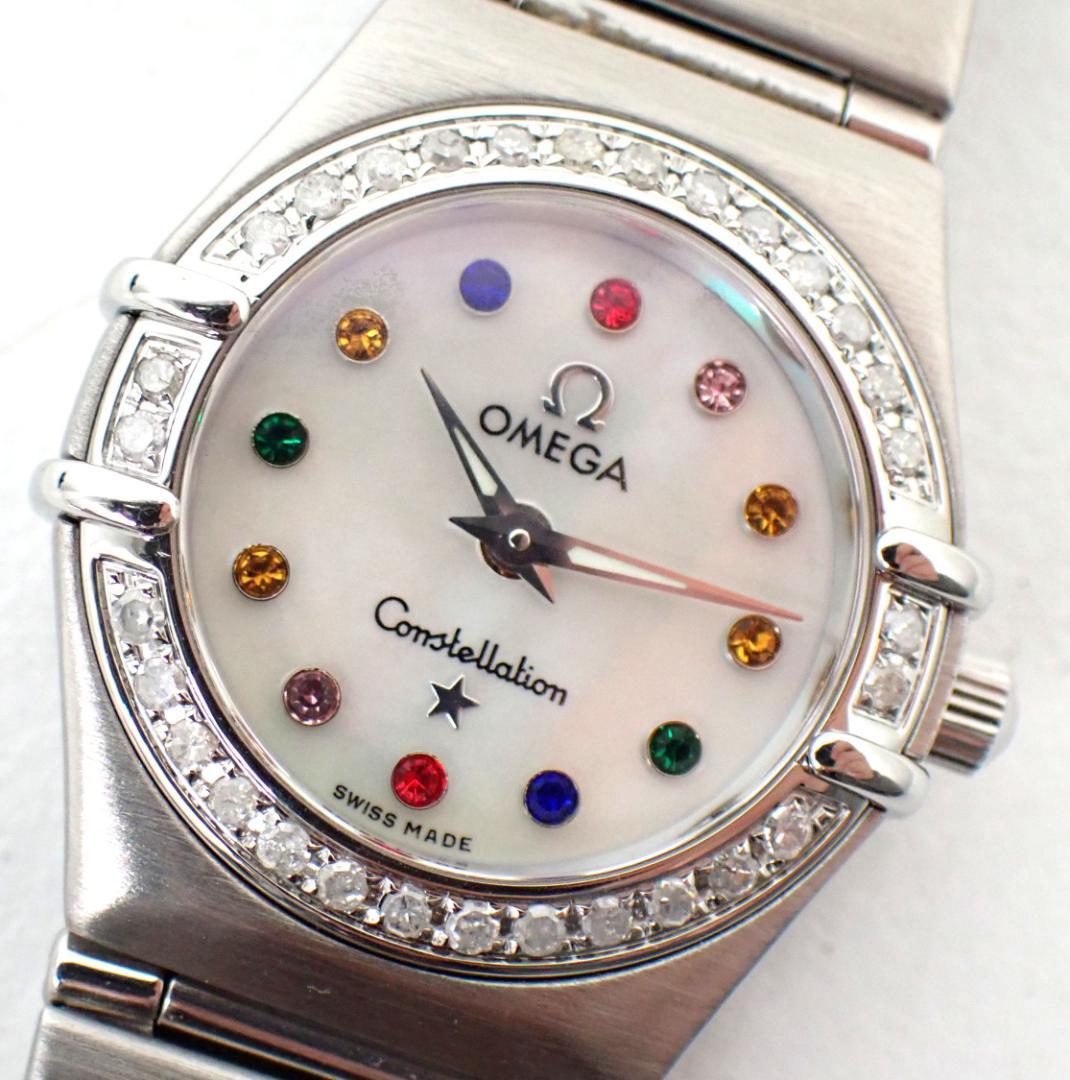 美品 オメガ コンステレーション 12Pマルチ ベゼル ダイヤ シェル 時計