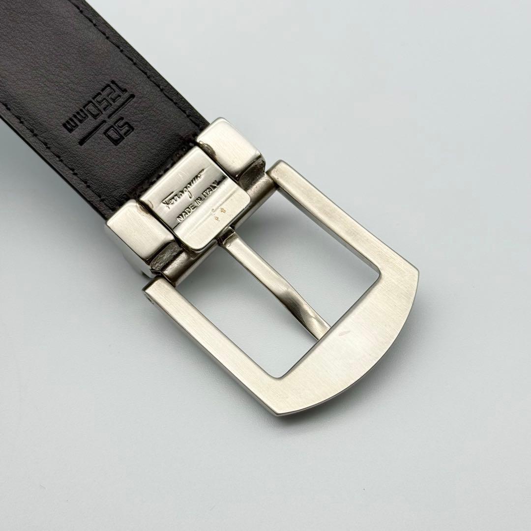 ✨良品✨フェラガモ ベルト シルバー金具 メンズ 本革 ビジネス 新品ベルト