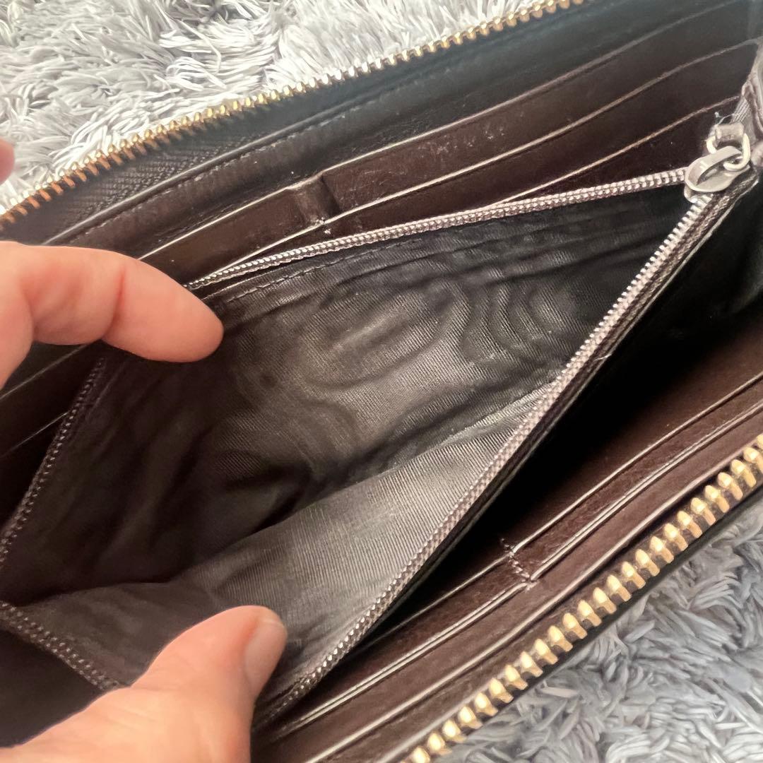 良品✨GUCCI GGナイロン　ブラウン　L字ファスナー　長財布　メンズ