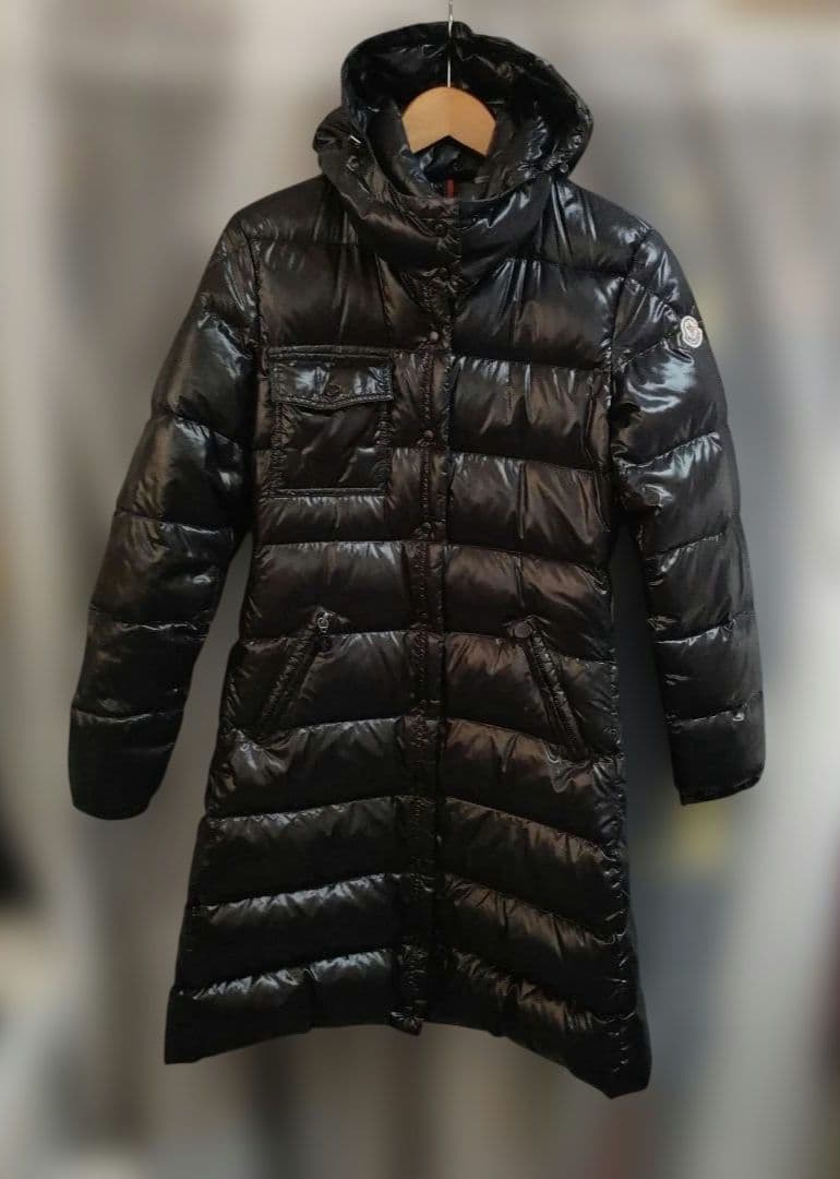 美品　モンクレール　ダウン　コート　ジャケット　1 MEINA 黒フード付き