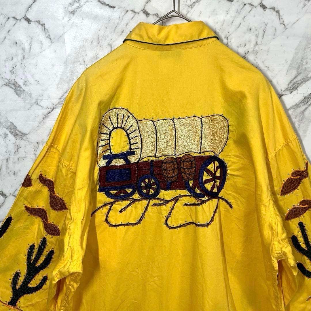 【新品未使用】ロックマウント・ウエスタンシャツ・長袖シャツ・花柄刺繍・