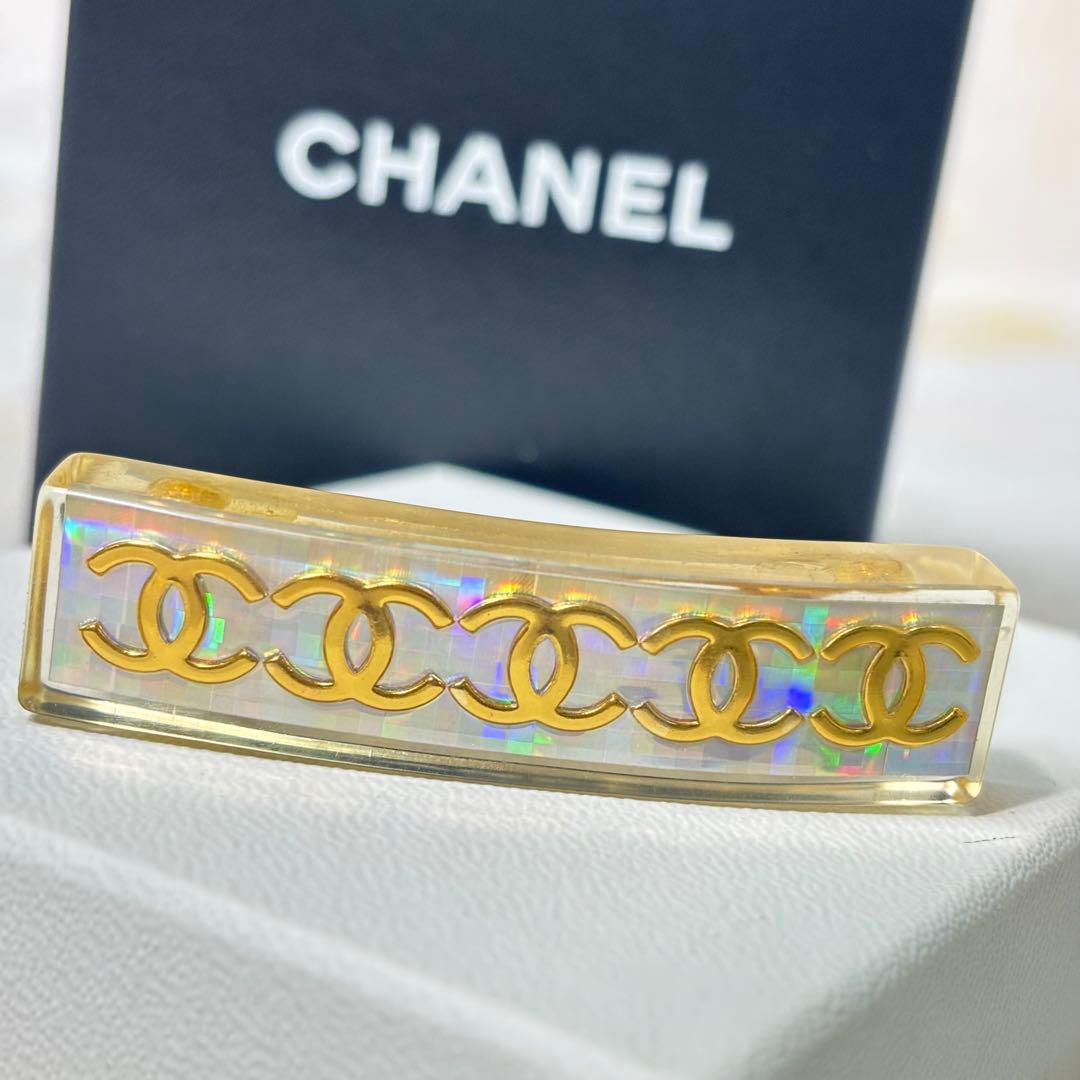 CHANELバレッタ 97P ココマーク クリアホログラム × ゴールド金