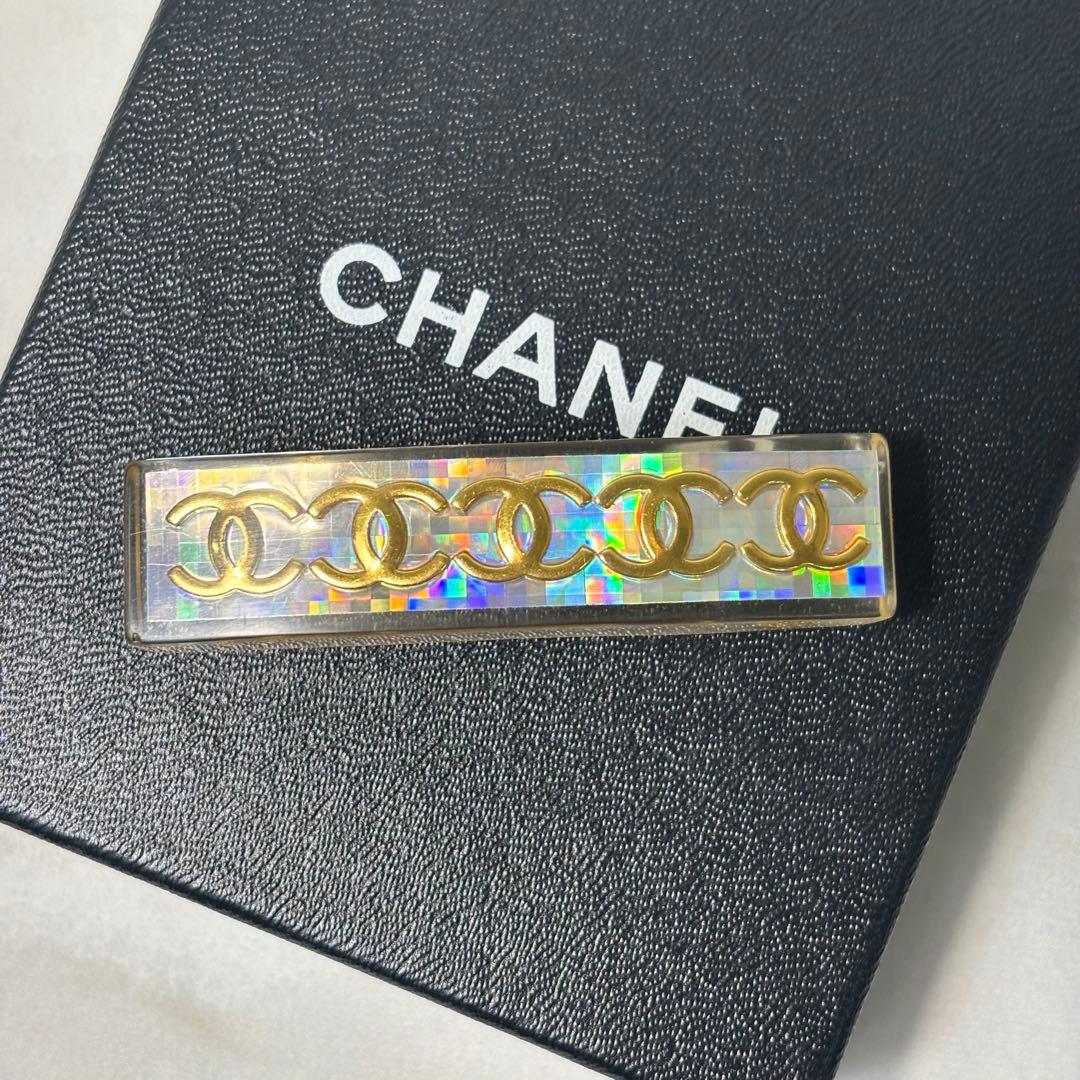 CHANELバレッタ 97P ココマーク クリアホログラム × ゴールド金