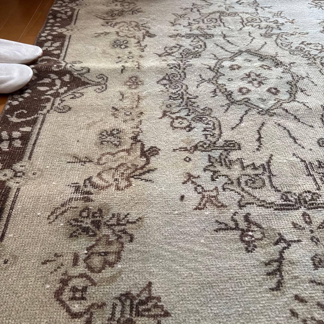 専用　113×169.5淡いグリーン　メダリオン　トルコヴィンテージラグ