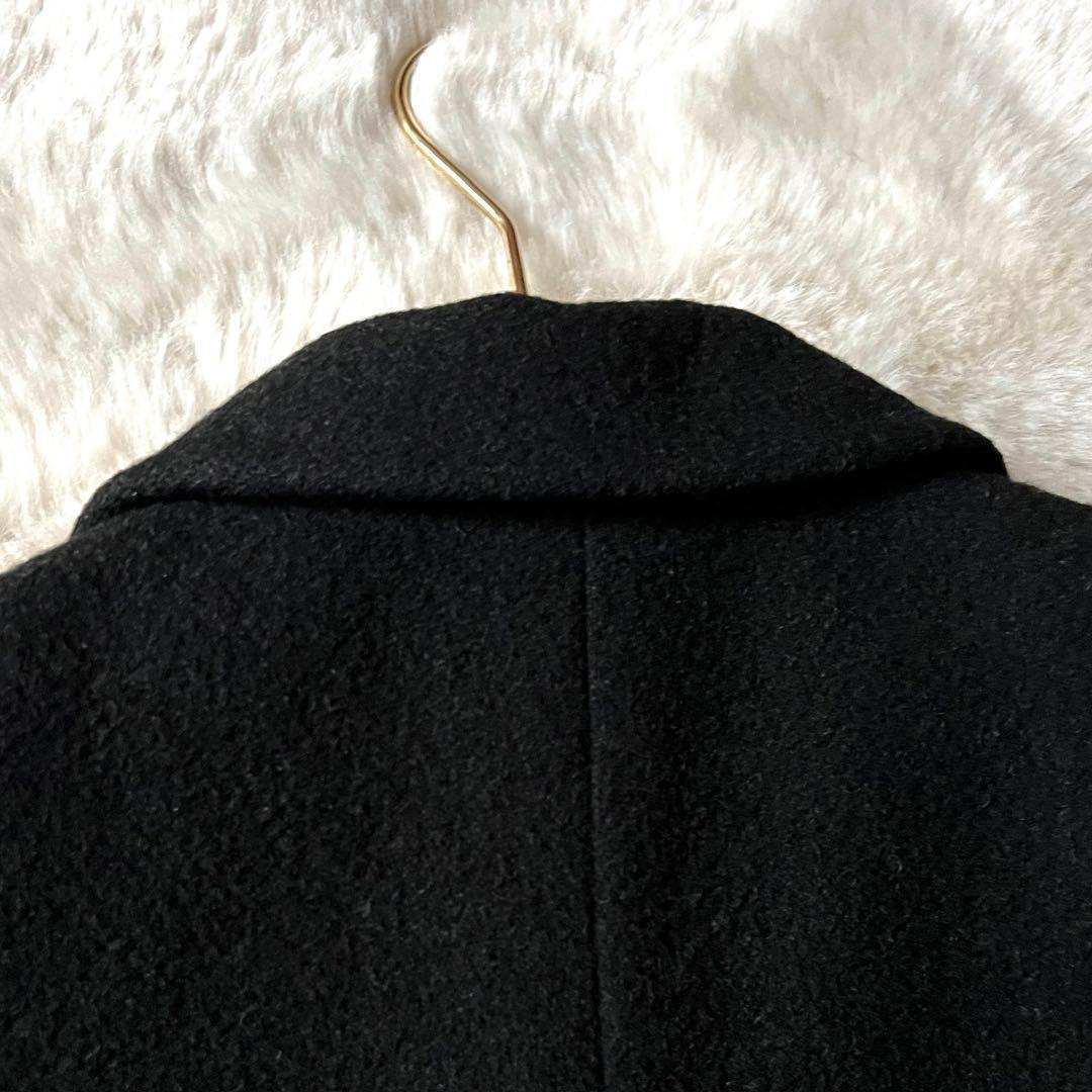 ★ドルチェ&ガッバーナ　チェスターコート　マキシ丈　ブラック　裏地パープル　比翼