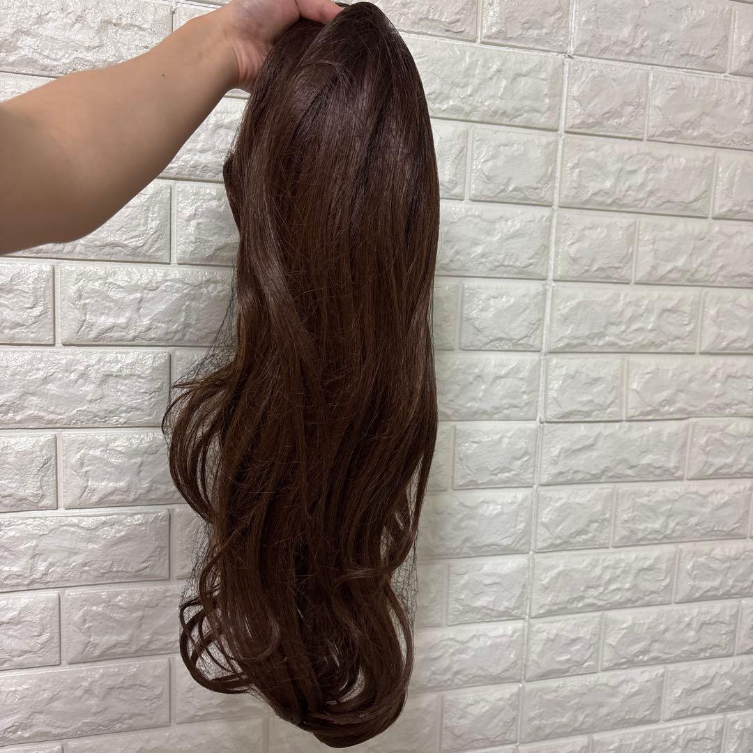 グラデーションブラウン ロングウィッグ シリコンキャップ付き