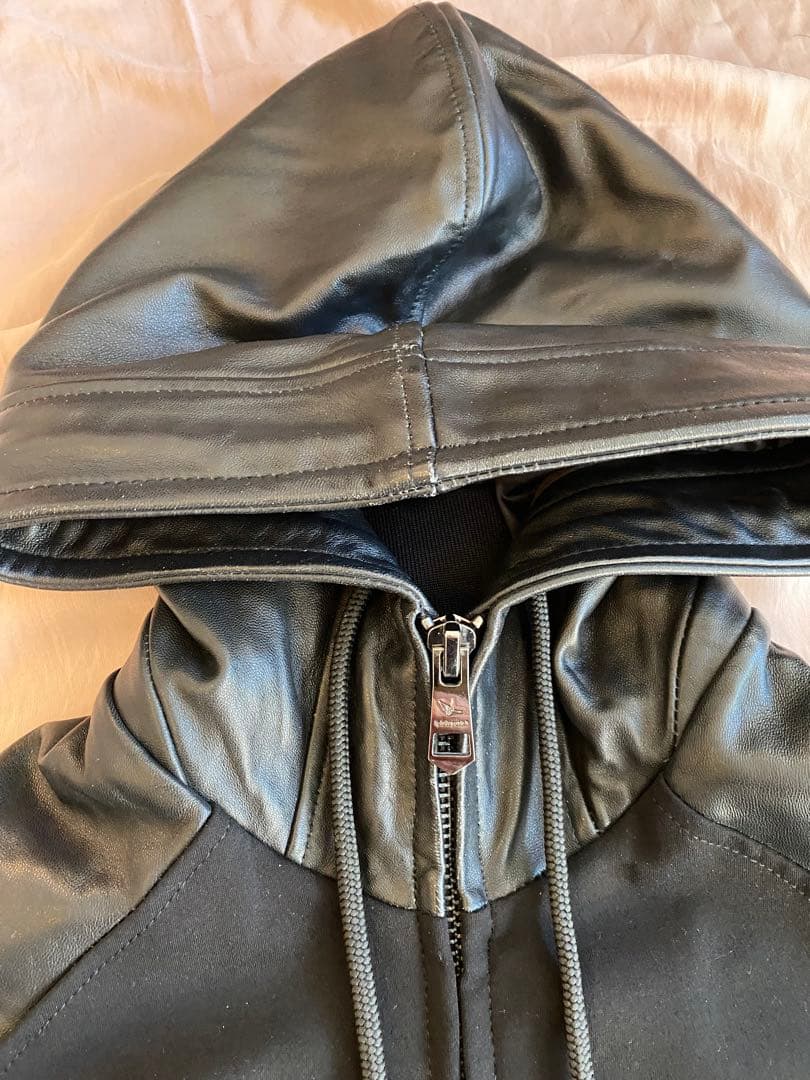 古*堂様 1piu1uguale3 レザー切替 スウェットパーカーセットアップ