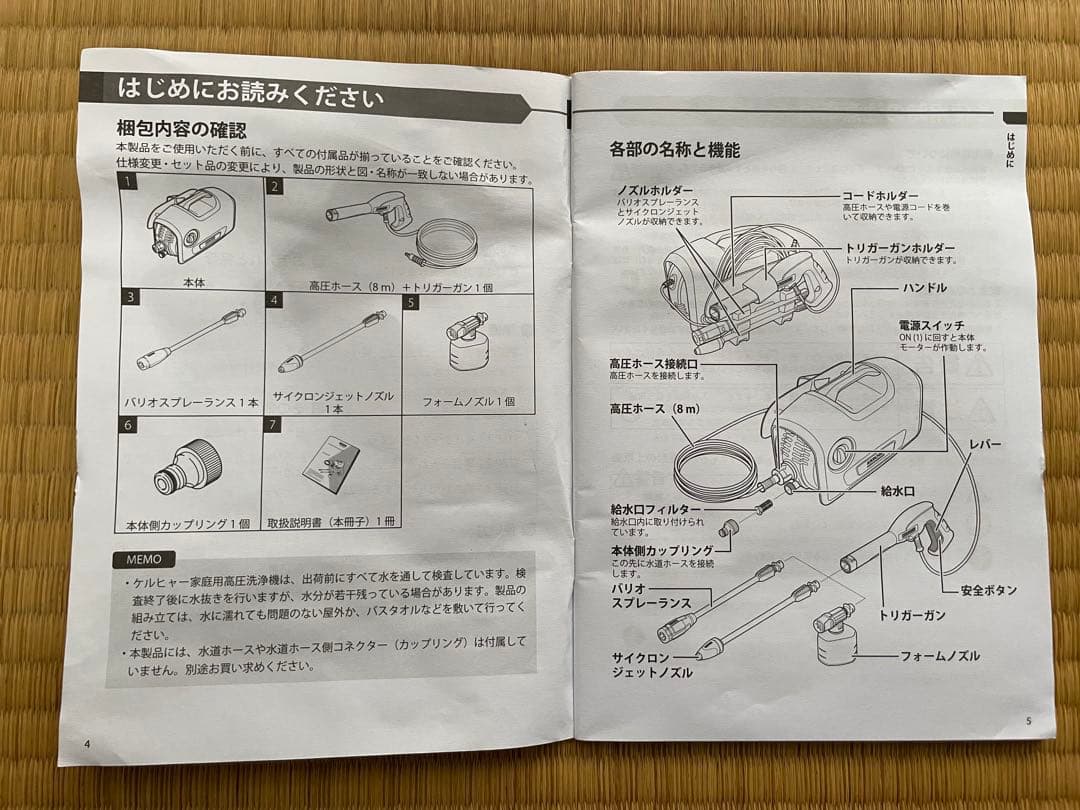 KARCHER 高圧洗浄機 K2 本体　別売りの自吸用ホースとフィルター