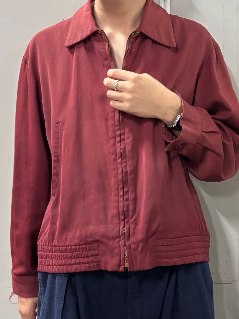 1950s レーヨンギャバジャケット 赤