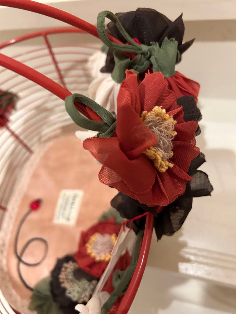 POTECCHINO ポテチーノ赤い花飾り付きかごバッグ