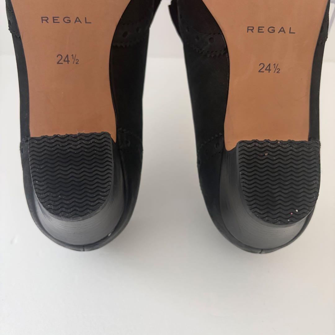 REGAL リーガル タッセル フリンジ ローファー 太ヒール 24.5cm 黒