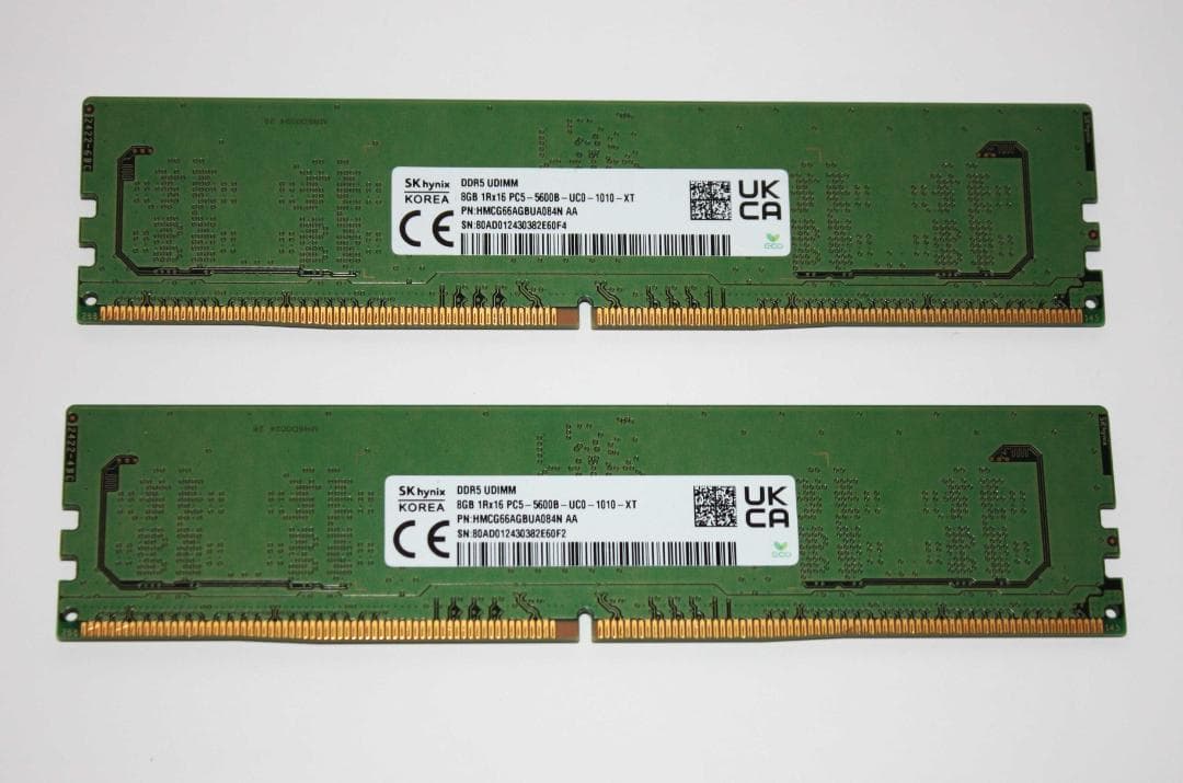 SK hynix DDR5 8GB メモリ PC5-5600B２枚(計16GB)