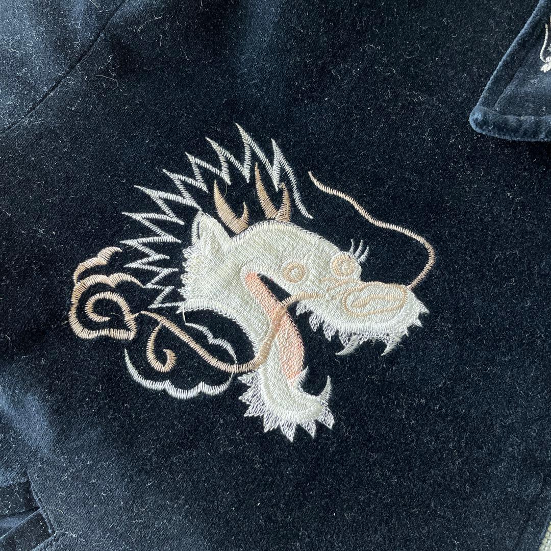 00s SLOW HAND ドラゴン刺繍 ベロア　スカジャン ブラック