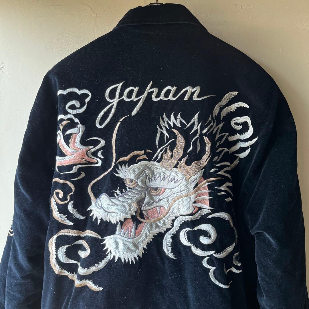 00s SLOW HAND ドラゴン刺繍 ベロア　スカジャン ブラック