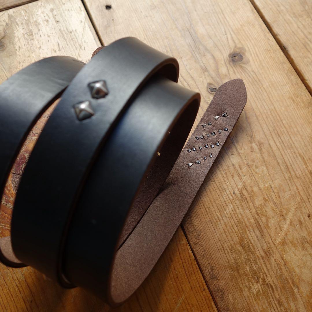 ☆茶芯ナロースタッズベルト24mmサドルレザー htcベルトcallyお好きな方