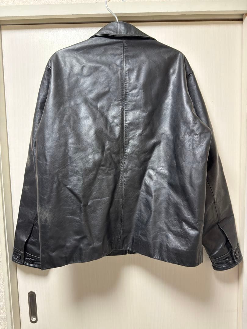 90s 00s 紺タグ OLD GAPカウレザー ジップアップレザージャケット