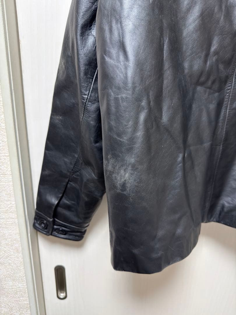 90s 00s 紺タグ OLD GAPカウレザー ジップアップレザージャケット