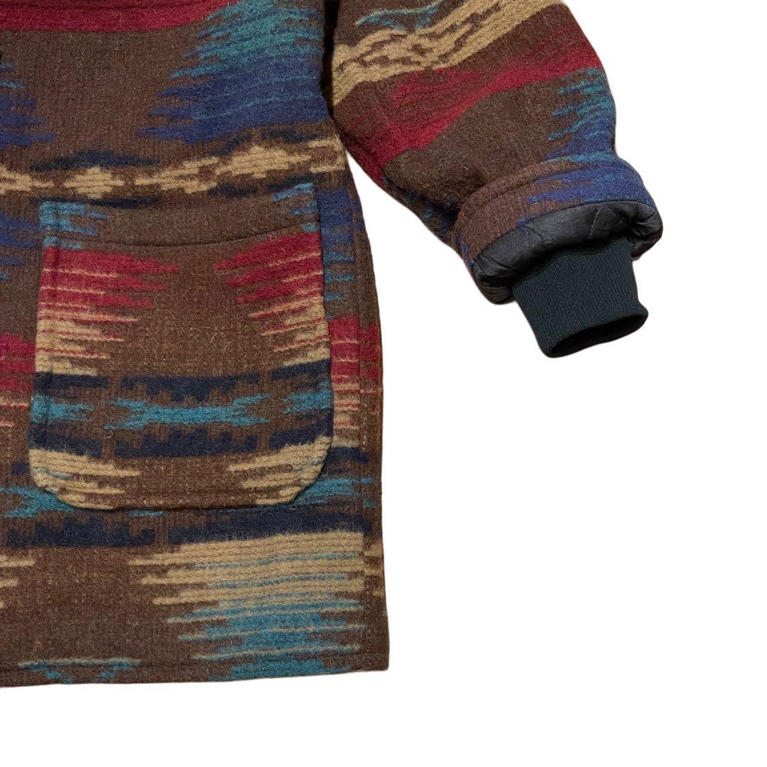 【L】80s USA製 ウールリッチ ネイティブ パターン ウール コート