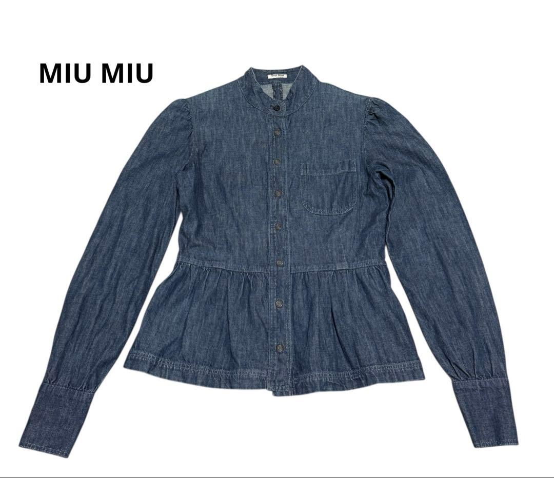 MIU MIU ペプラム フリル デザイン デニムシャツ ジャケット