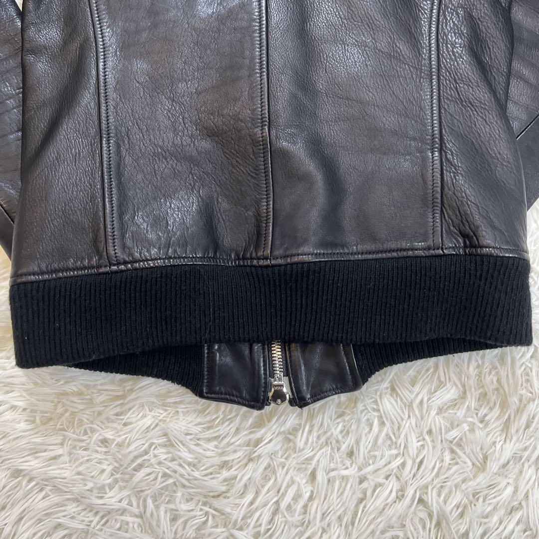 【美品】AKM レザージャケット　牛革　ブラック　S 日本製　裏地カモ
