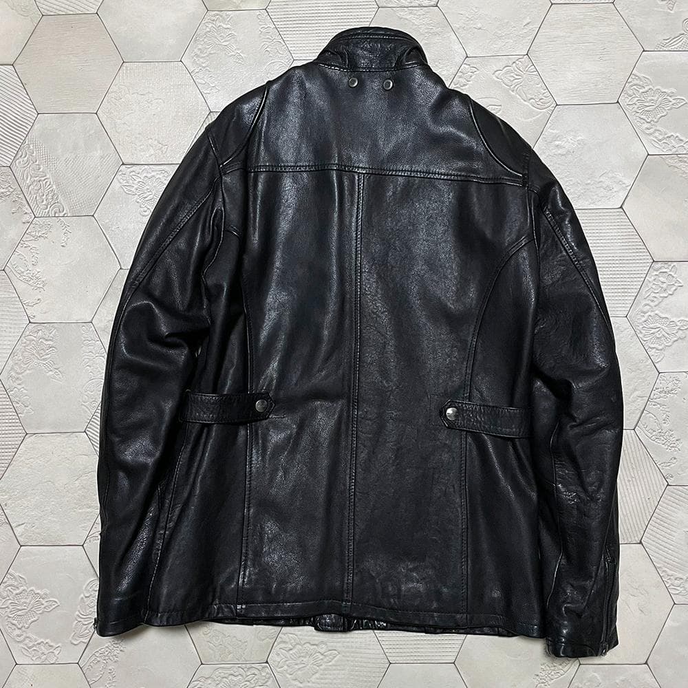 定価10万円 イタリア製 ガス【GAS】羊革 モーターサイクルジャケット L 黒