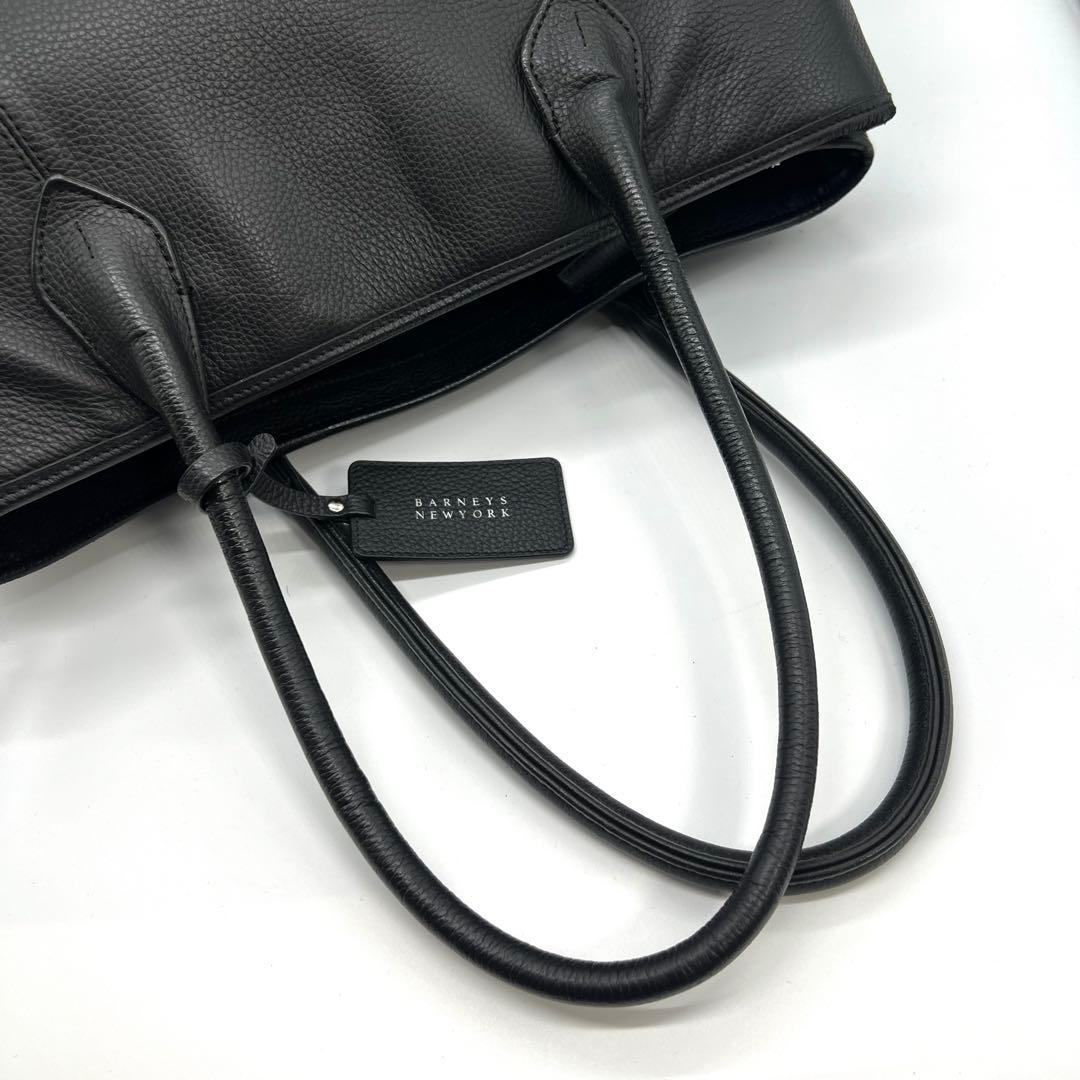 バーニーズニューヨーク　トートバッグ　シボ革　オールレザー　黒　肩掛け　A4