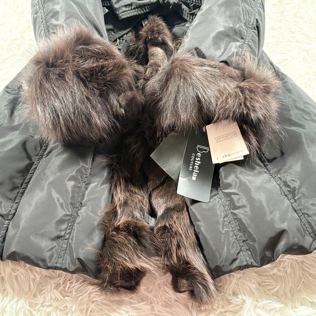 未使用タグ付　Beshela ブルーフォックス　ファー　ダウンコート　ブラック