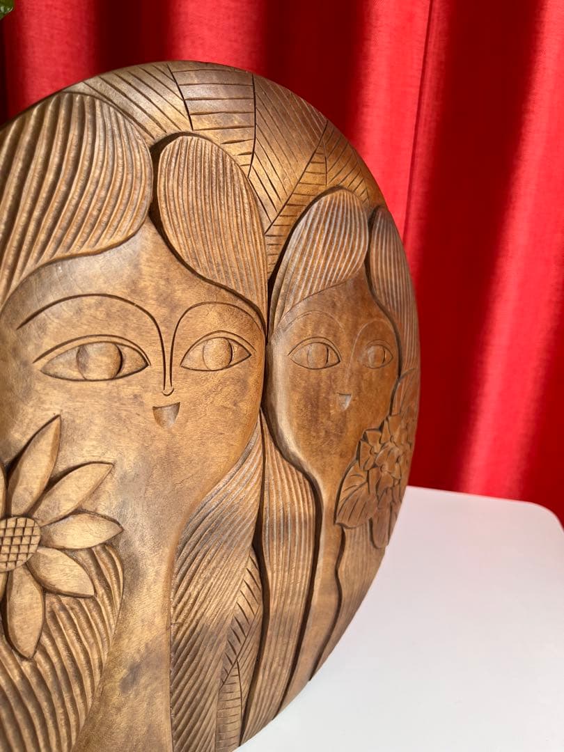 日光彫 アートパネル　迎清臣　民芸　工芸　昭和レトロ　迎刀　ジャパニーズモダン