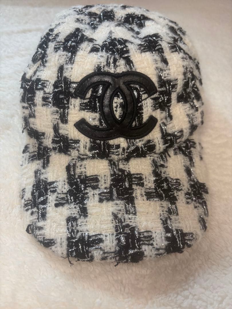 即日発送♡CHANEL♡可愛いツイードチェック柄 ベースボールキャップ CCロゴ