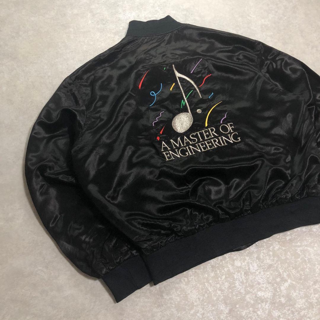 80-90sヴィンテージUSA製サテンスタジャンスカジャン刺繍　短丈ショート丈