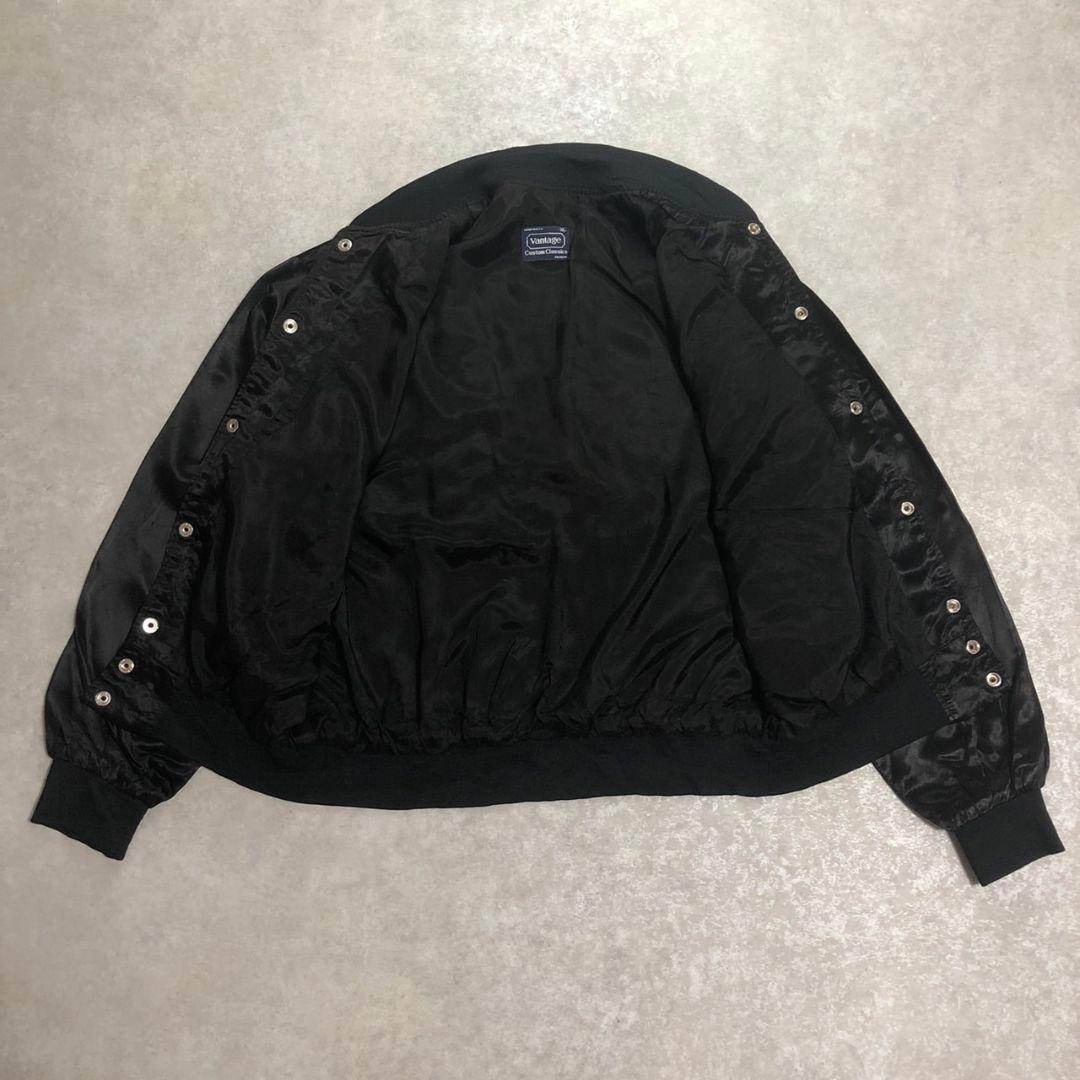 80-90sヴィンテージUSA製サテンスタジャンスカジャン刺繍　短丈ショート丈