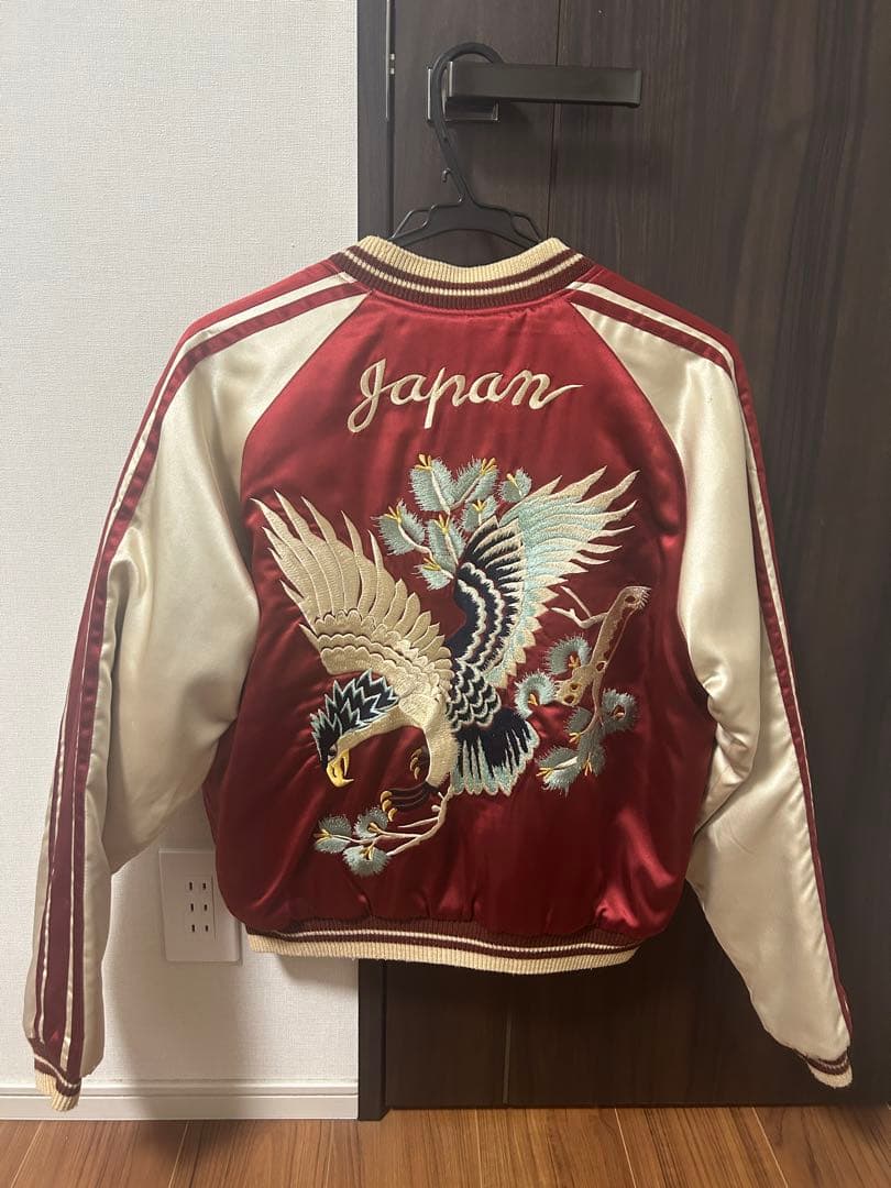 スカジャン 赤と白 刺繍 鷲 Japan