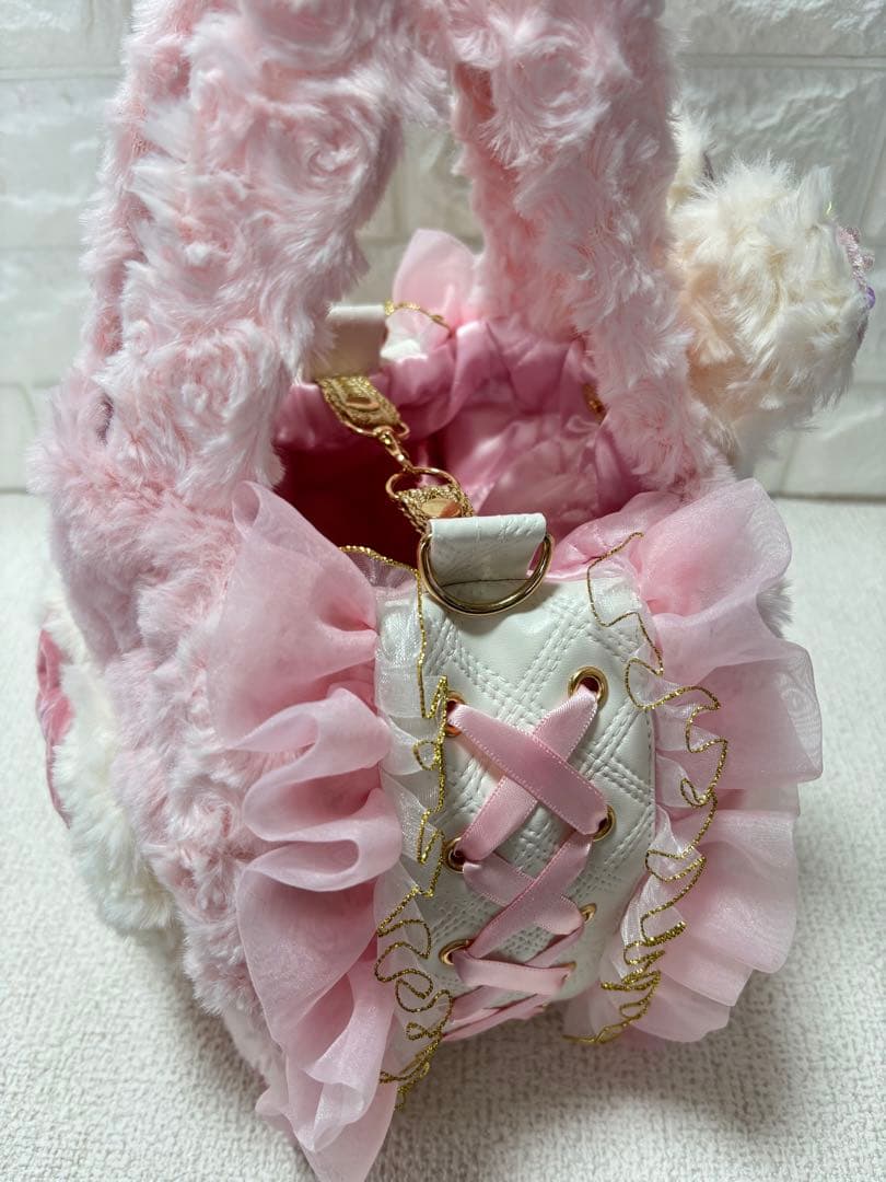 そ*2様 コヤンイサムチョン　ハンドメイド　ファーフリルバッグ　ピンク　ルミちゃ