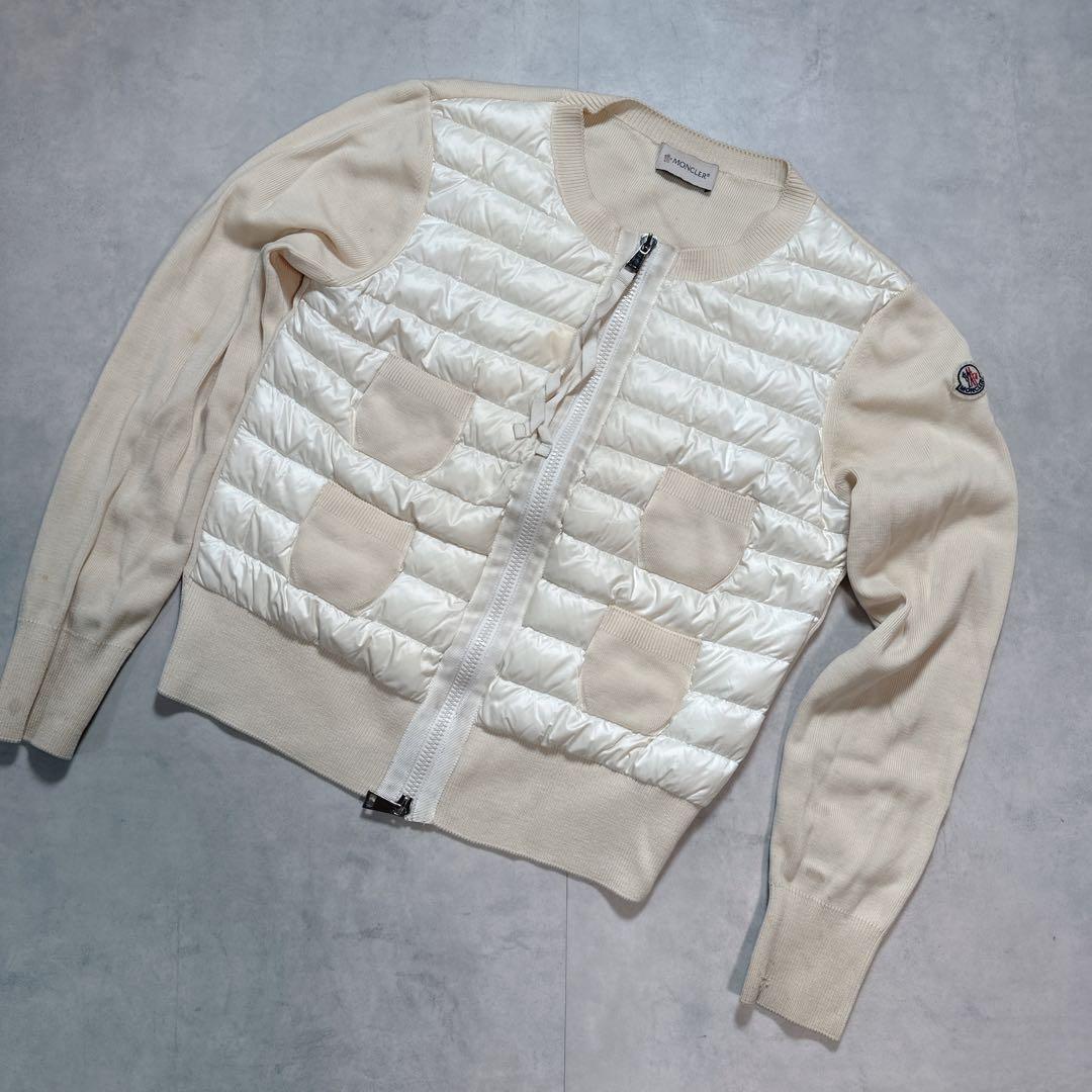 MONCLER モンクレール ニット 切り替え ダウン ワッペン XS ベージュ