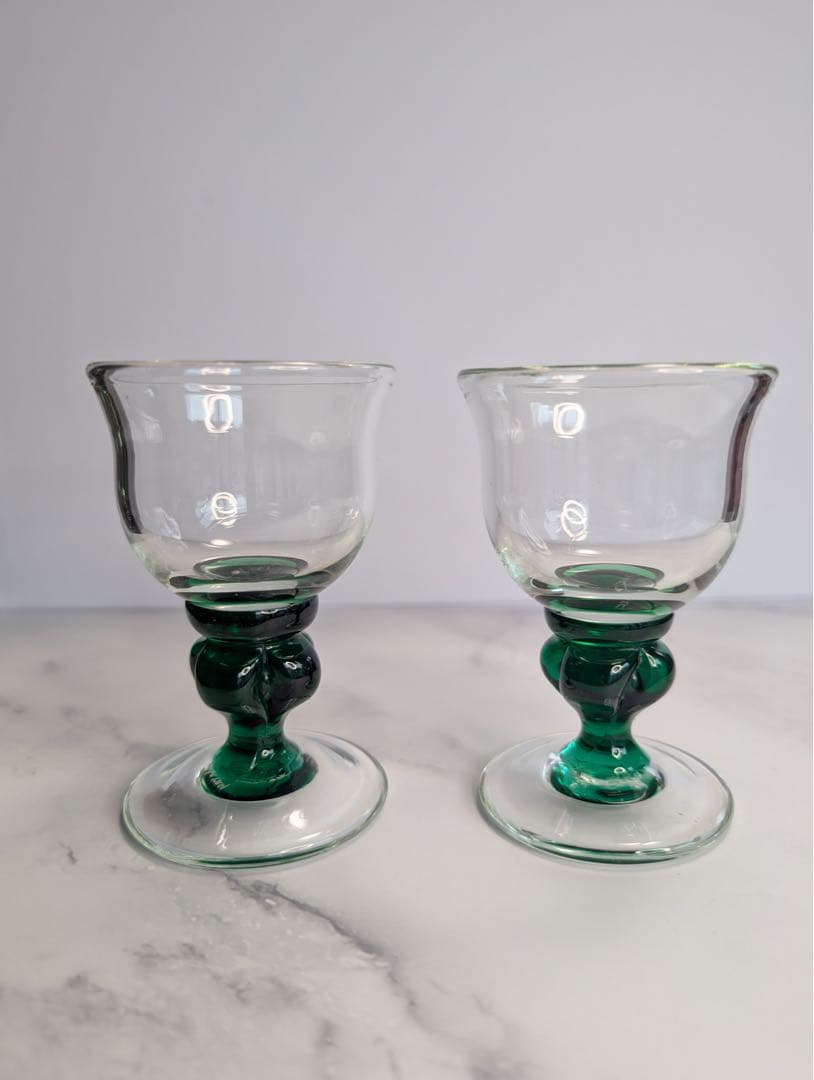 舩木倭帆（ふなきしずほ）作　捻脚モールワイングラス2個セット