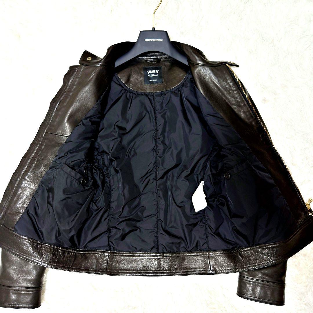 ✨美品✨エンメティ JURI ゴールド ライダースジャケット シングル 44