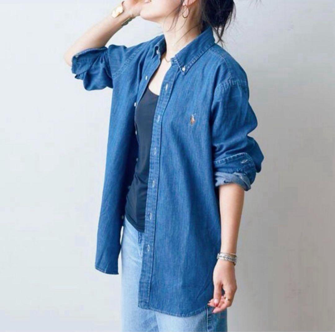 【美品】近年モデル ポロラルフローレン ダンガリーデニムシャツ マルチポニー