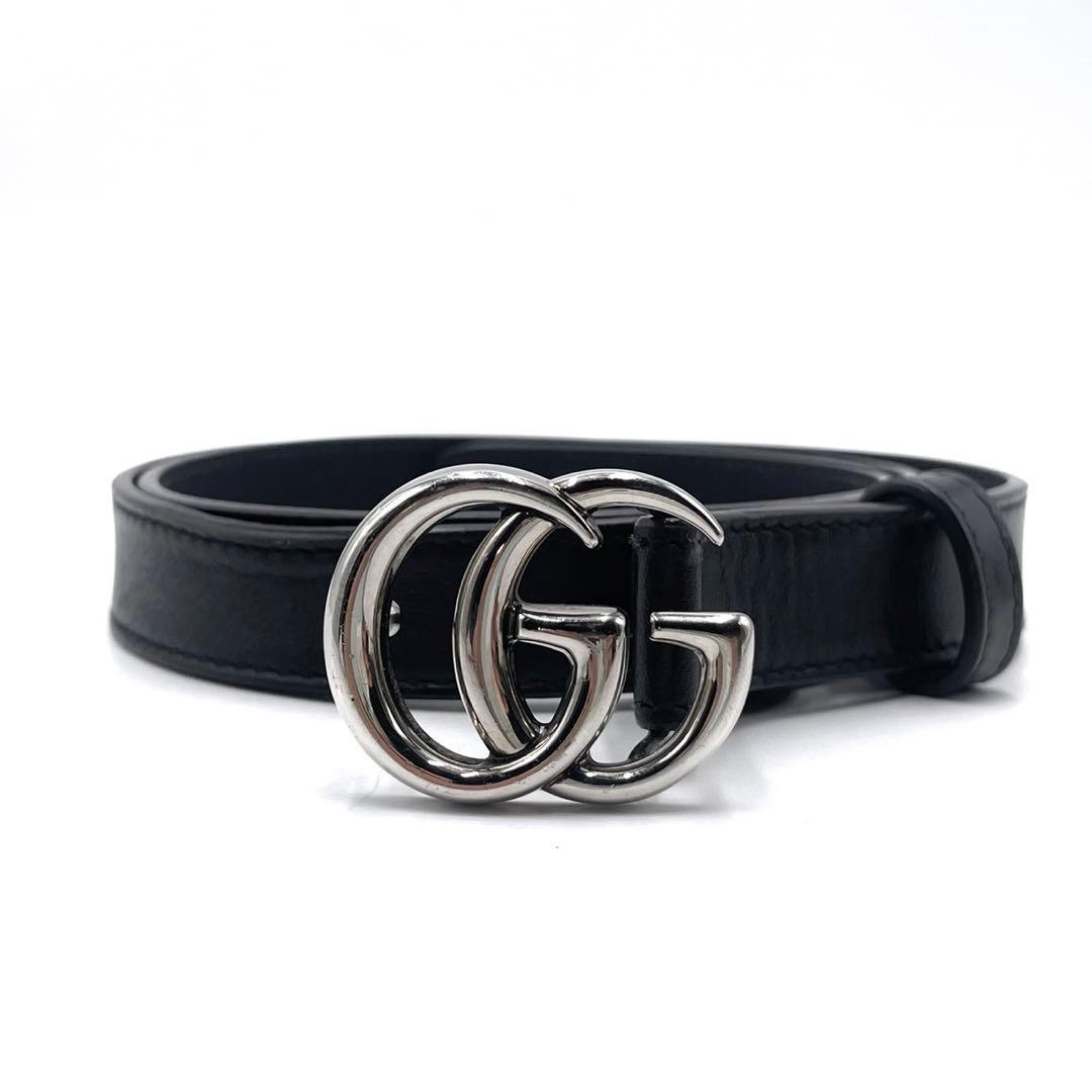 【極美品✨】グッチ GGマーモント ベルト バックル シルバー レディース 黒