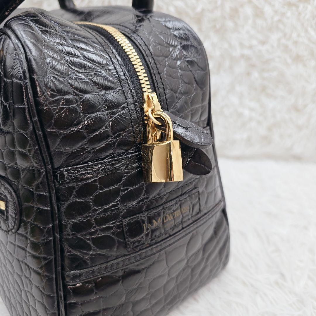 ✨未使用品✨J&M DAVIDSON 本革 クロコ 型押し ボストンバッグ 黒