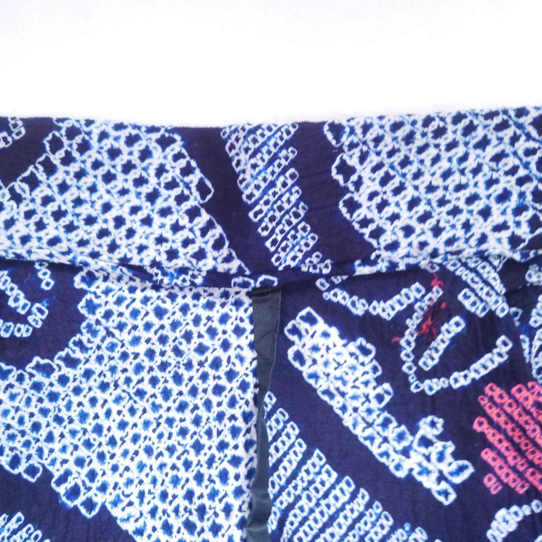 有松絞り　浴衣　椿　しつけ糸付　花