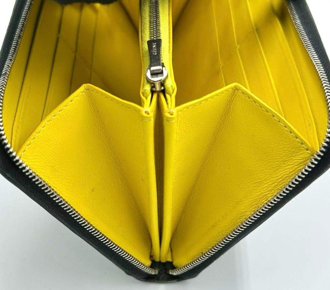 CELINE 長財布 ロゴ ラウンドファスナー レザー ブラック 黒色　©