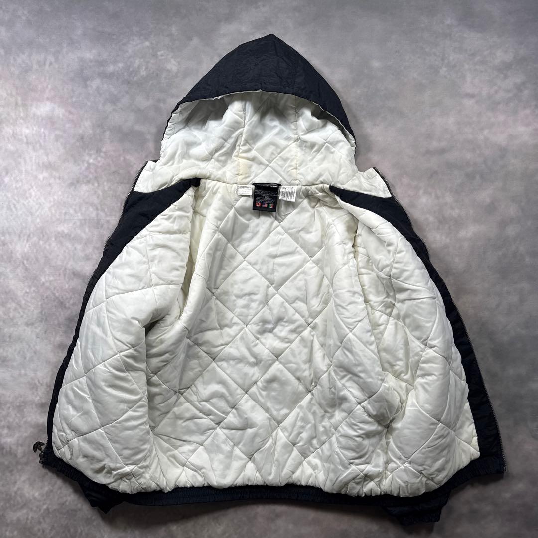 adidas古着90s 中綿フードジャケット トレフォイル刺繍ロゴY2K U7