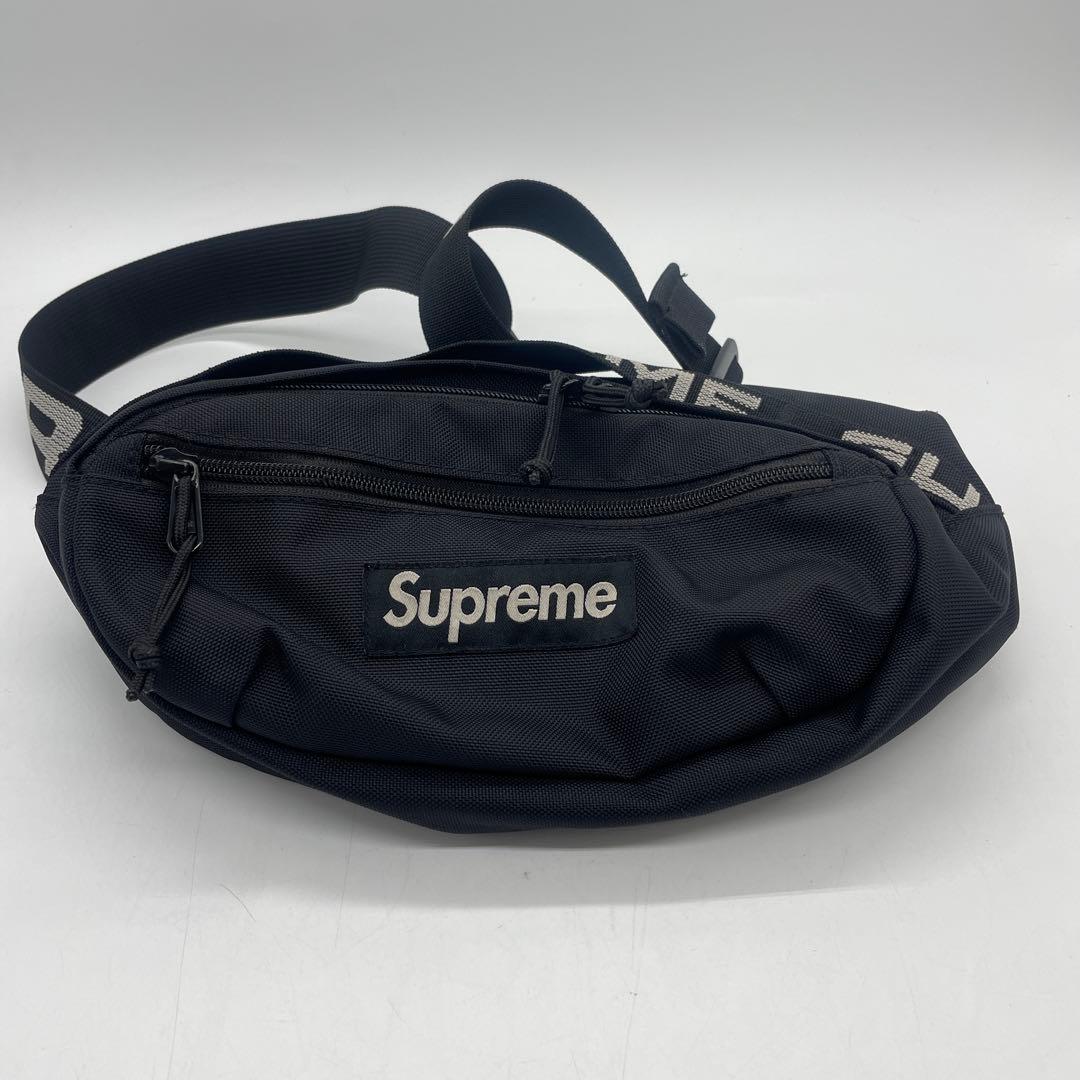 Supreme ウエストバッグ 黒 SS18 コーデュラ ナイロン ロゴ