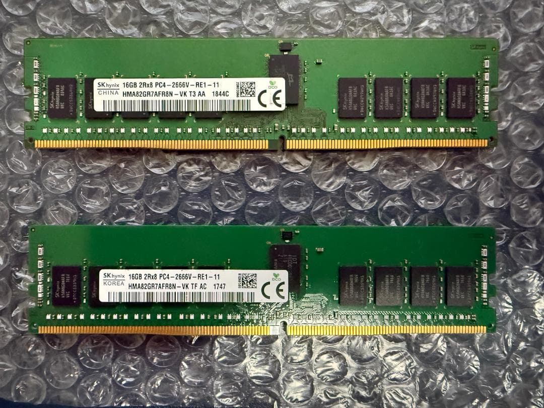32GB (16GB×2) SKhynix DDR4-2666 ECC付きメモリ