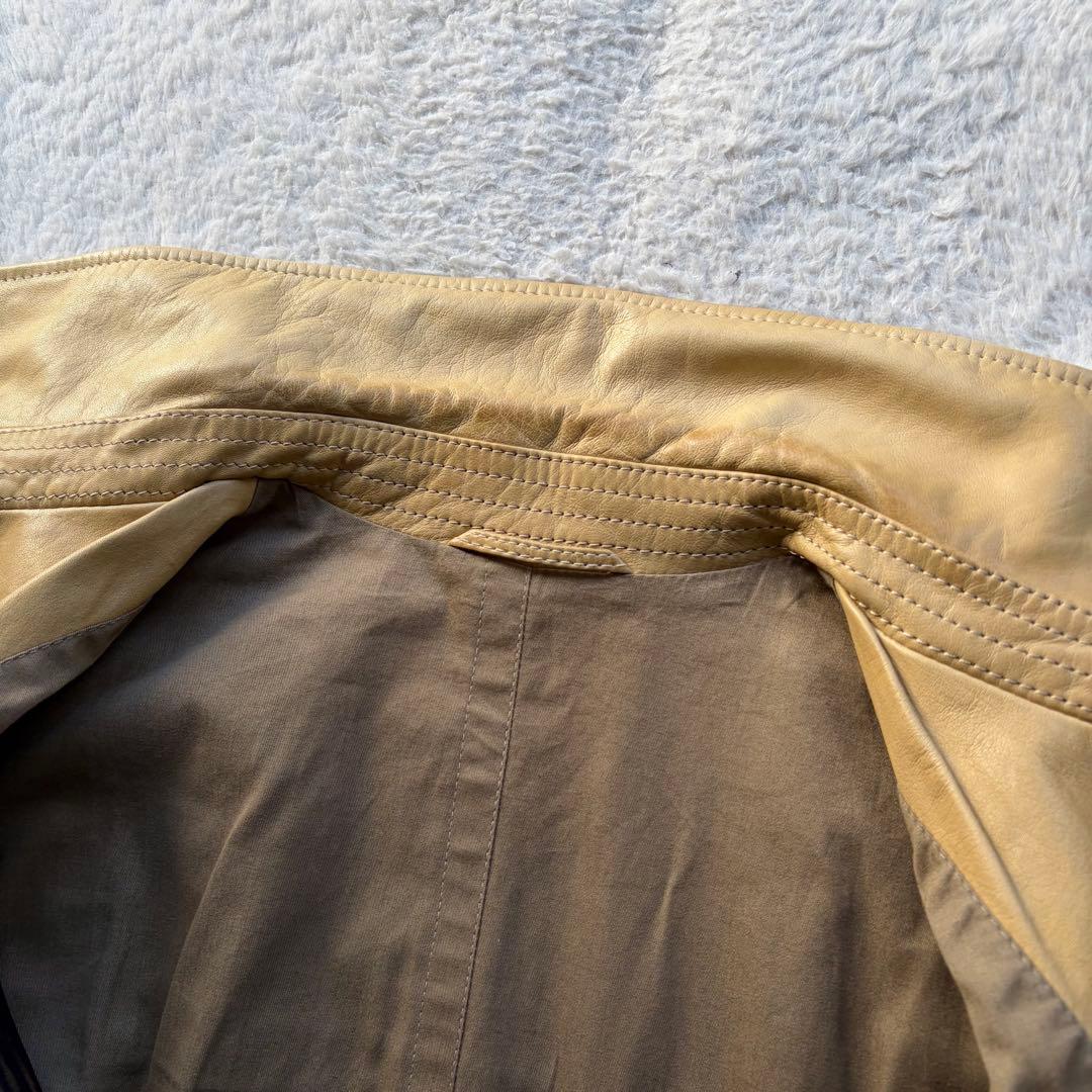 美品✨ダンヒル レザージャケット A-2 カーフスキン ロゴ型押し ベージュ S