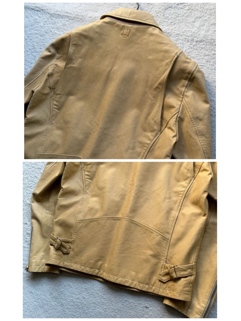 美品✨ダンヒル レザージャケット A-2 カーフスキン ロゴ型押し ベージュ S