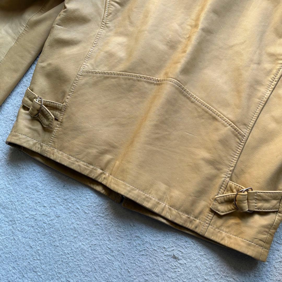 美品✨ダンヒル レザージャケット A-2 カーフスキン ロゴ型押し ベージュ S