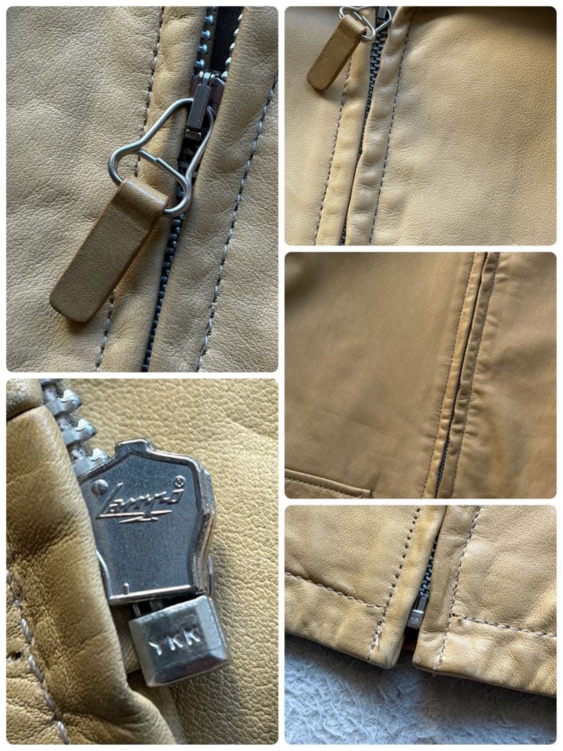 美品✨ダンヒル レザージャケット A-2 カーフスキン ロゴ型押し ベージュ S