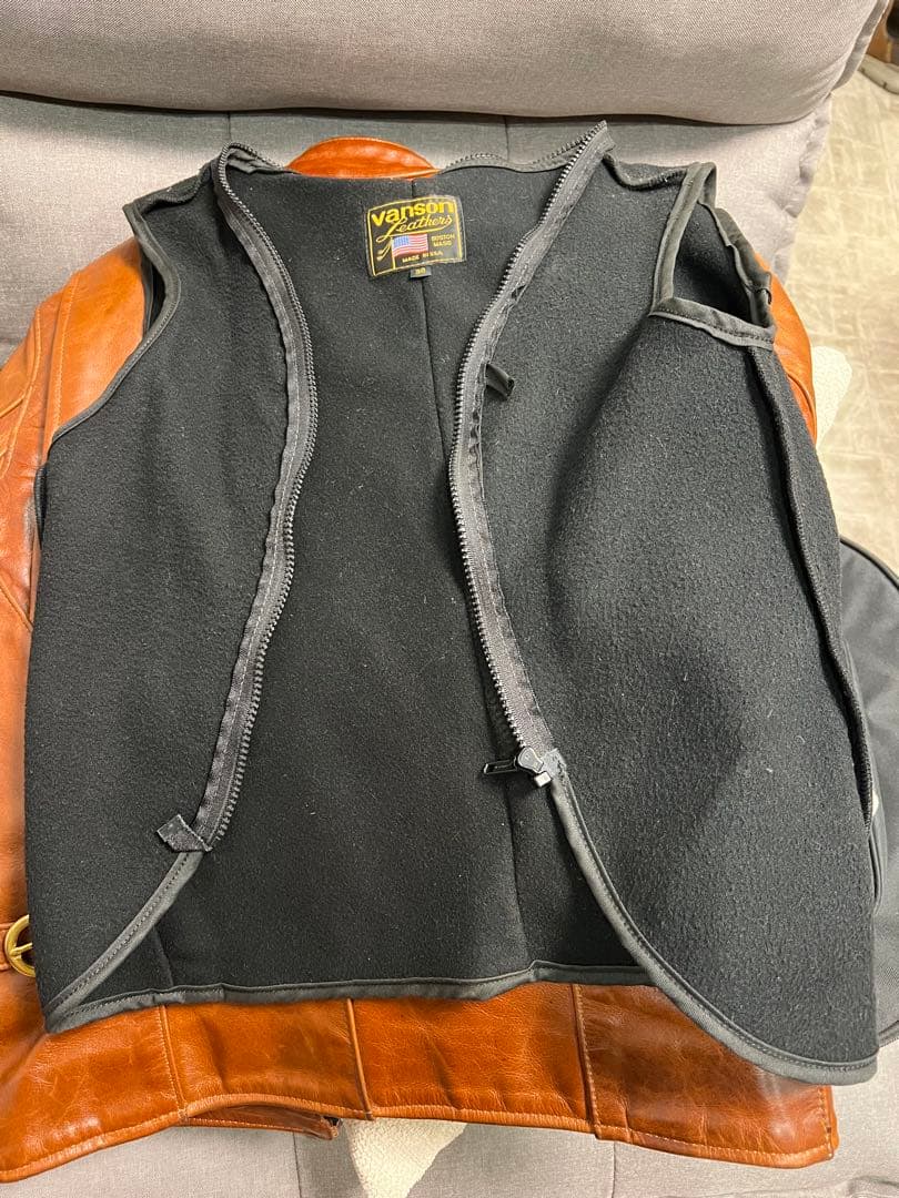 vanson ブラウン 年代物牛本革シングルライダース 36