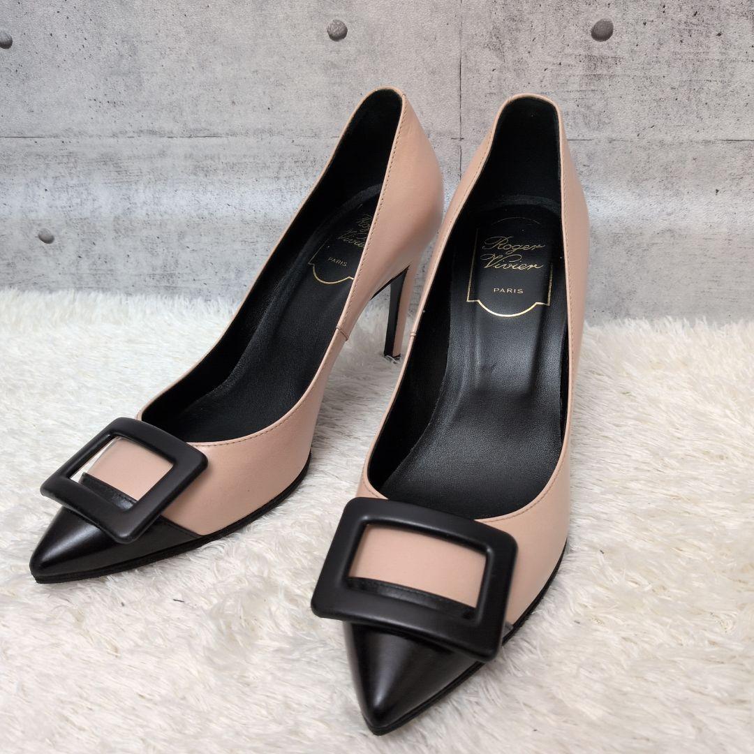 【美品】ロジェヴィヴィエ　スクエアバックル　ポインテッドトゥ　ピンヒール